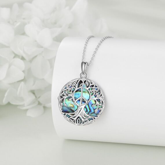 YFN Baum des Lebens Halskette Sterling Silber Frieden Anhänger Schmuck Friedenszeichen Geschenke für Damen Herren