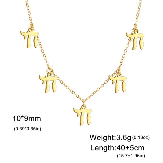 Amaxer Zierliche Davidstern-Halskette mit hebräischem Chai-Symbol, Halskette für Damen, minimalistisch, Chanukka, Magen, Judaisch, jüdisch, Edelstahl, Charm-Anhänger (klassisches Chai-Gold)