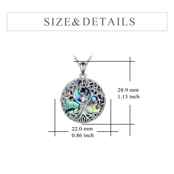 YFN Baum des Lebens Halskette Sterling Silber Yin Yang Lebensbaum Anhänger Kette Abalone Shell Keltischer Schmuck Geschenke für Damen Herren