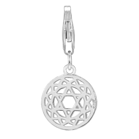 Charm-Anhänger Davidstern, Anhänger Kette, 925er Sterlingsilber, Karabinerverschluss für Armband und Halskette