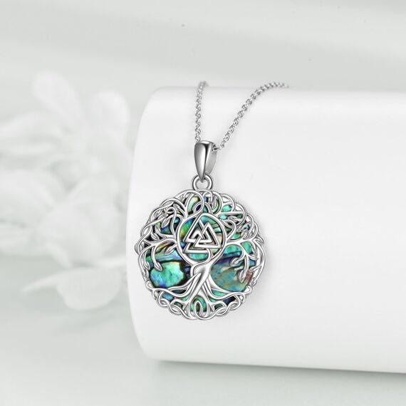YFN Baum des Lebens Halskette Sterling Silber Viking Baum Anhänger Kette Valknut Amulett Keltischer Schmuck Geschenke für Damen Herren