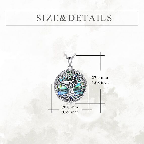 YFN Baum des Lebens Halskette Sterling Silber Zinn Rad der Hekate Göttin Anhänger Kette Schmuck Wiccan Geschenke für Damen Herren