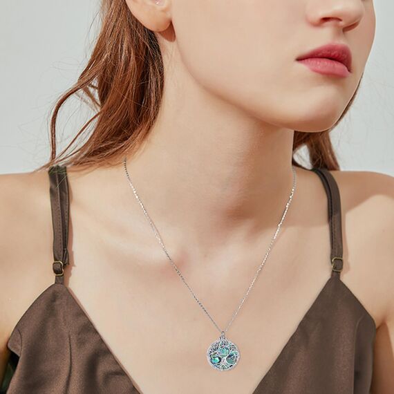 YFN Baum des Lebens Halskette Sterling Silber Keltischen Lebensbaum Anhänger Schmuck Geschenke für Damen Herren Mädchen (Nüchternheit Urne)