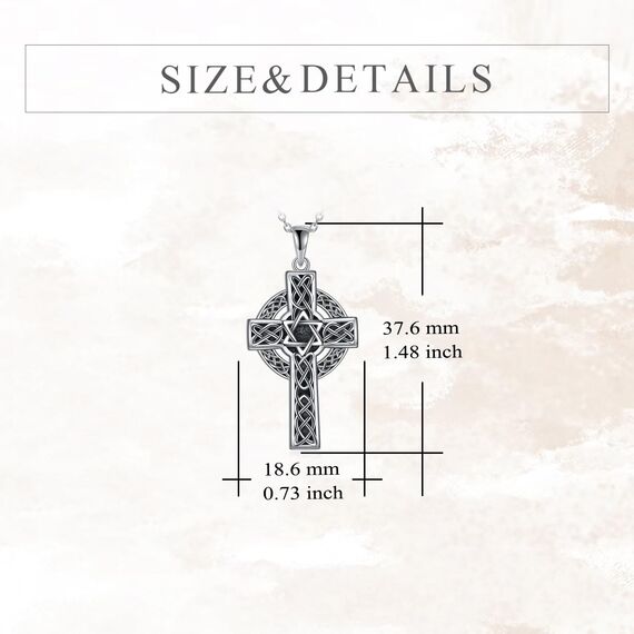 YFN Keltisches Kreuz Halskette Sterling Silber Keltischer Knoten Anhänger Religiöses Kreuz Schmuck Geschenke für Damen Herren (Davidstern)