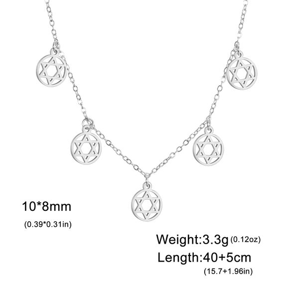 Amaxer Zierliche Davidstern-Halskette mit hebräischem Chai-Symbol, Halskette für Damen, minimalistisch, Chanukka, Magen, Judaisch, jüdisch, Edelstahl, Charm-Anhänger (Davidstern, Silber)