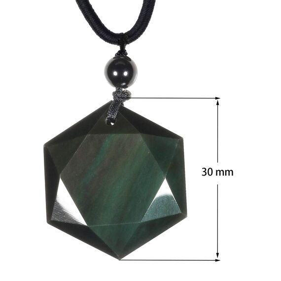 KYEYGWO Unisex Davidstern-Anhänger mit Verstellbar Nylonseil, Bunten Obsidian David Stern Halskette Hexagramm Edelstein Kettenanhänger Reiki Schmuck für Amulett, Heilung, Religiöser