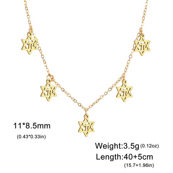 Amaxer Zierliche Davidstern-Halskette mit hebräischem Chai-Symbol, Halskette für Damen, minimalistisch, Chanukka, Magen, Judaisch, jüdisch, Edelstahl, Charm-Anhänger (Davidstern, Chai Gold)