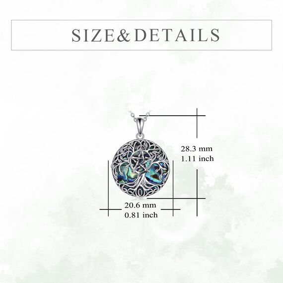 YFN Baum des Lebens Halskette Sterling Silber Keltischen Pentagramm Anhänger Lebensbaum Schmuck Geschenke für Damen Herren