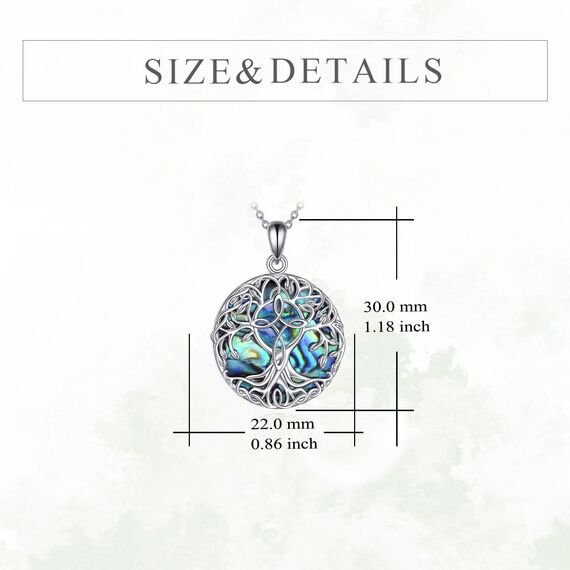 YFN Baum des Lebens Halskette Sterling Silber Unendlichkeit Kreuz Anhänger Abalone Shell keltischen Schmuck Geschenke für Damen Herren
