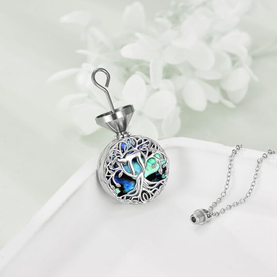 YFN Baum des Lebens Halskette Sterling Silber Keltischen Lebensbaum Anhänger Schmuck Geschenke für Damen Herren Mädchen (Chai Urne)