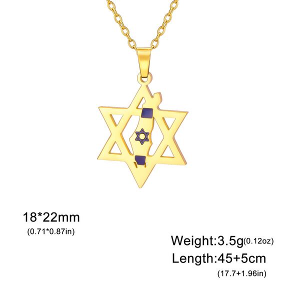 EUEAVAN Davidstern Halskette für Frauen Palästina Halskette Judenstern Land Flagge Karte Anhänger Naher Osten Arabischer Nationalschmuck Judaica Geschenke Männer (gold)