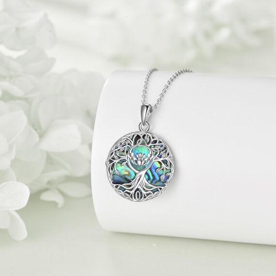 YFN Baum des Lebens Halskette Sterling Silber Claddagh Baum Anhänger Schmuck Irish Claddagh Geschenke für Damen Herren
