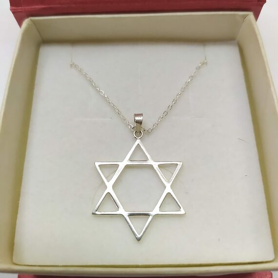 Sicuore Davidstern Anhänger - Aus 925 Sterling Silber - Schlichtes Design mit Figur 23 x 23 mm - Kette 45 cm