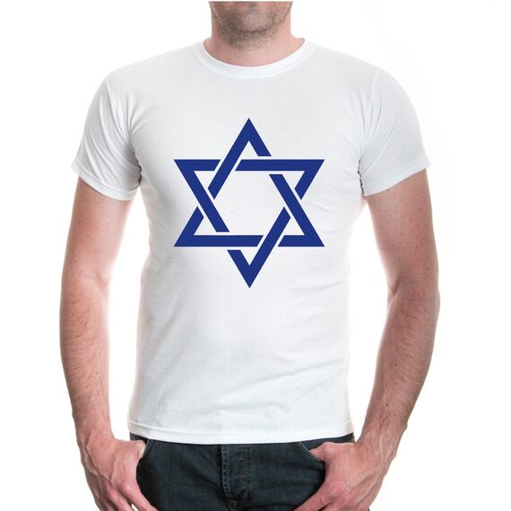 T-Shirt Davidstern-Zeichen-S-White-Royal