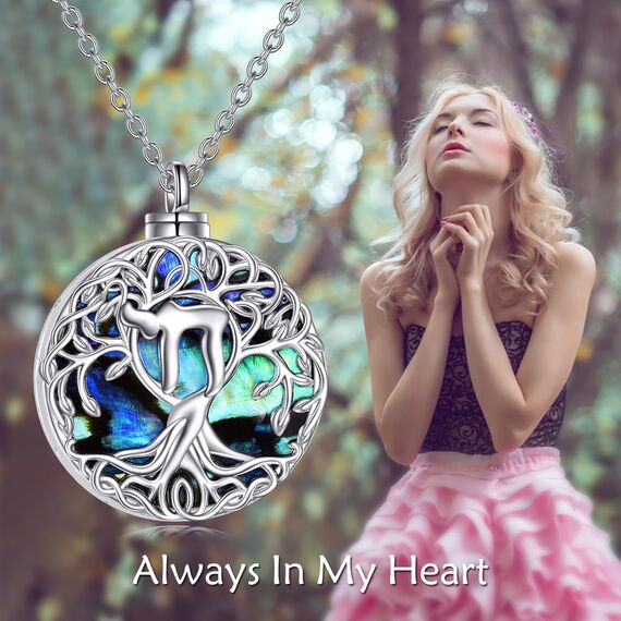 YFN Baum des Lebens Halskette Sterling Silber Keltischen Lebensbaum Anhänger Schmuck Geschenke für Damen Herren Mädchen (Chai Urne)