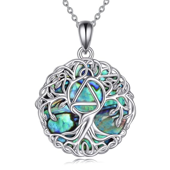 YFN Baum des Lebens Halskette Sterling Silber Nüchternheit Baum Anhänger Kette AA Erholung Schmuck Anonyme Alkoholiker Geschenke für Damen Herren