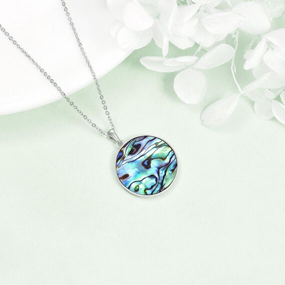 YFN Baum des Lebens Halskette Sterling Silber Kompass Anhänger Abalone Muschel keltischen Schmuck Graduierung Lebensbaum Geschenke für Damen Herren