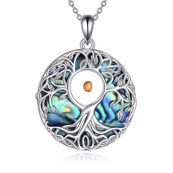 YFN Senfkörner Halskette Sterling Silber Keltischer Baum Anhänger Schmuck Religiöse Geschenke für Damen Herren