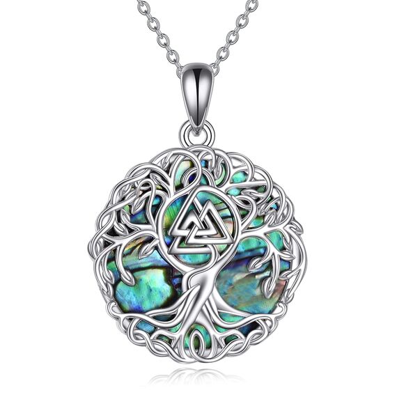 YFN Baum des Lebens Halskette Sterling Silber Viking Baum Anhänger Kette Valknut Amulett Keltischer Schmuck Geschenke für Damen Herren