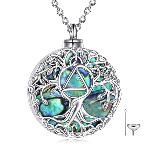 YFN Baum des Lebens Halskette Sterling Silber Keltischen Lebensbaum Anhänger Schmuck Geschenke für Damen Herren Mädchen (Nüchternheit Urne)