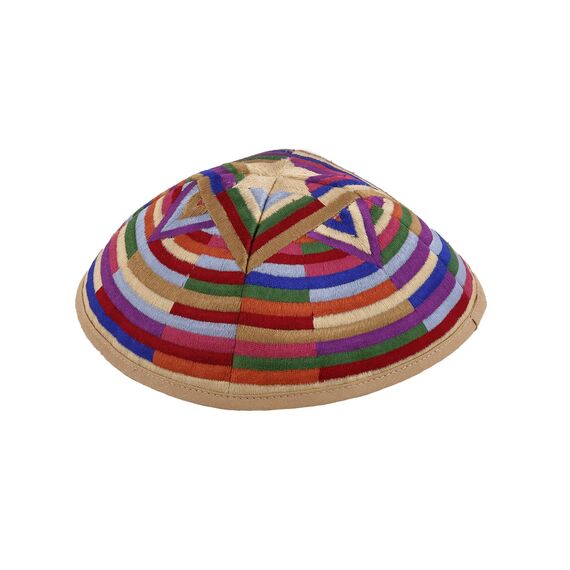 Emanuel Multi Color Magen David Star Mosaik Design Gestickte Kippah für Männer Yamaka (YME-16M), Multicolor, L