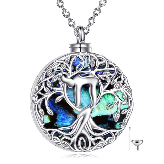 YFN Baum des Lebens Halskette Sterling Silber Keltischen Lebensbaum Anhänger Schmuck Geschenke für Damen Herren Mädchen (Chai Urne)