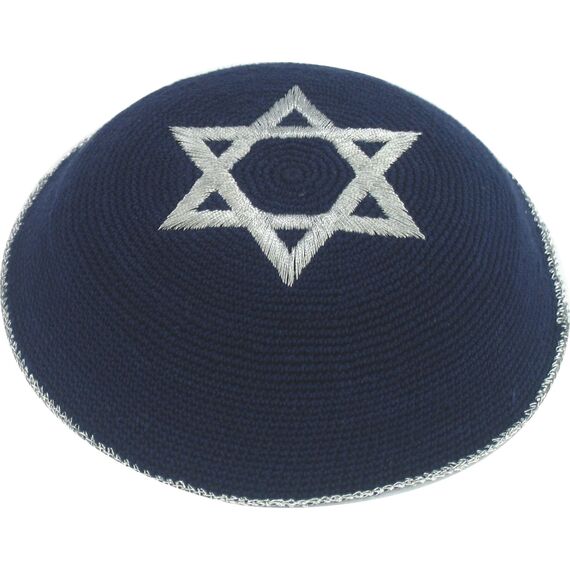 Body-Soul-n-Spirit Kippahs Blau Davidstern Holyland Strick Kippah Yarmulke Tribal Jüdischer Yamaka Kippa