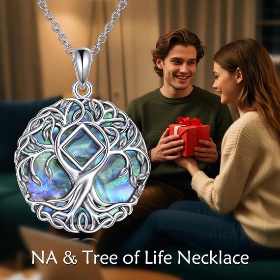 YFN Baum des Lebens Kette 925 Sterling Silber NA Baum Anhänger Halskette Erholung Schmuck Betäubungsmittel Anonym Geschenke für Damen Herren