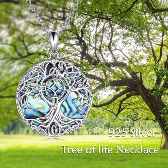 YFN Baum des Lebens Halskette Sterling Silber Hexen Knoten Baum Anhänger Kette Irische Hexe Schmuck Geschenke für Damen Herren
