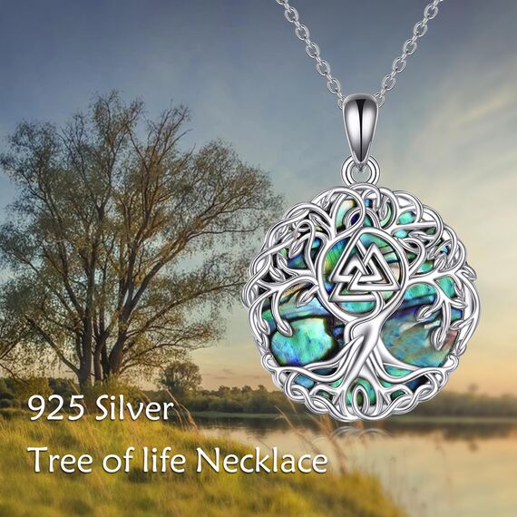 YFN Baum des Lebens Halskette Sterling Silber Viking Baum Anhänger Kette Valknut Amulett Keltischer Schmuck Geschenke für Damen Herren