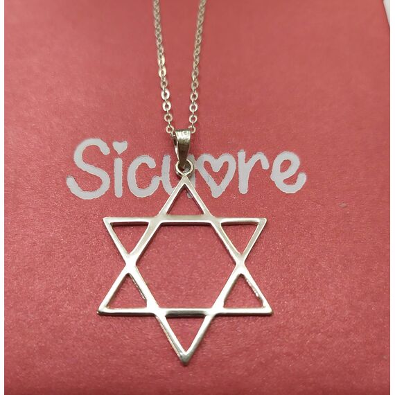 Sicuore Davidstern Anhänger - Aus 925 Sterling Silber - Schlichtes Design mit Figur 23 x 23 mm - Kette 45 cm
