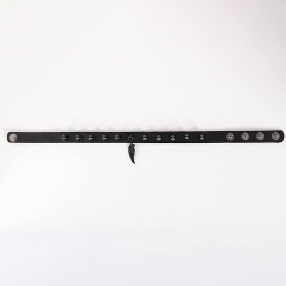 Eigso Gothic Leder Flügel Anhänger Nieten Halsband für Frauen Männer Retro Vintage Classic Kragen Halskette für Frau Mann