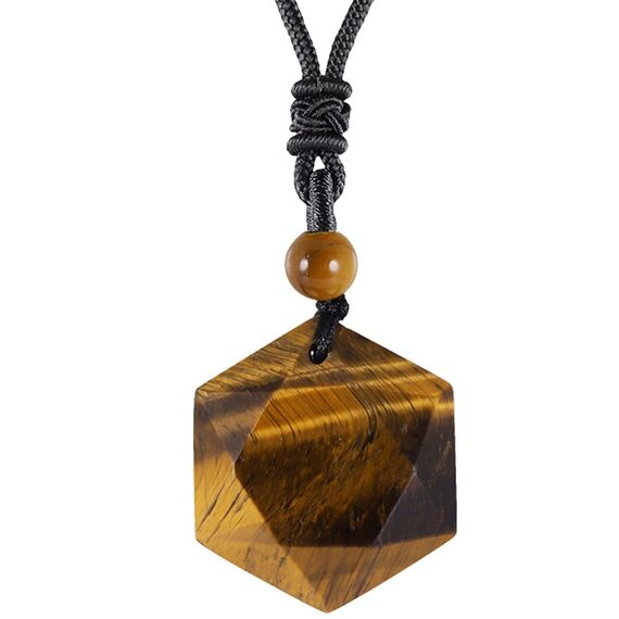 Nupuyai Tigerauge Kristall Davidstern Hexagramm Anhänger Halskette für Männer Frauen, Heilstein Amulett Kette mit verstellbarer Kordel