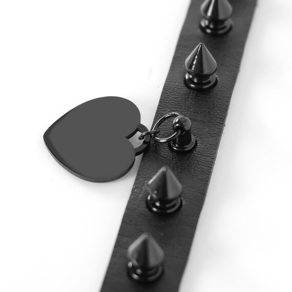 Eigso Gothic Leder Nietenhalsband für Frauen Männer Klassisch Emo Liebe Herz Choker Halsband für Frau Mann