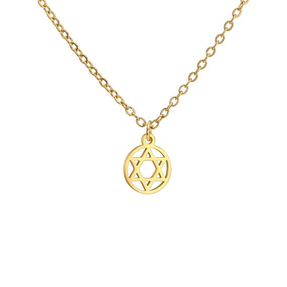 Amaxer Zarte Halskette mit Anhänger in Form eines hebräischen Davidsterns Chai für Frauen, minimalistisch, Chanukka, Magen Judaica, Edelstahl, L50, Edelstahl