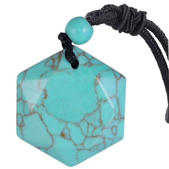 Nupuyai Grüner Howlith Türkis Kristall Davidstern Hexagramm Anhänger Halskette für Männer Frauen, Heilstein Amulett Kette mit verstellbarer Kordel