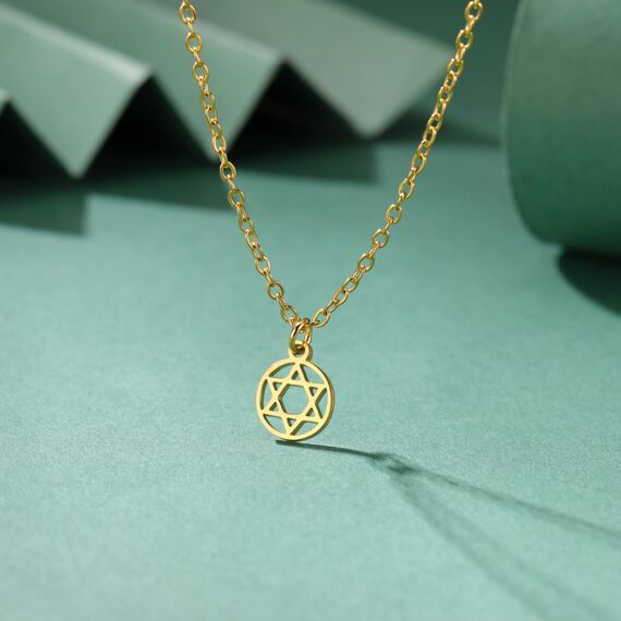 Amaxer Zarte Halskette mit Anhänger in Form eines hebräischen Davidsterns Chai für Frauen, minimalistisch, Chanukka, Magen Judaica, Edelstahl, L50, Edelstahl