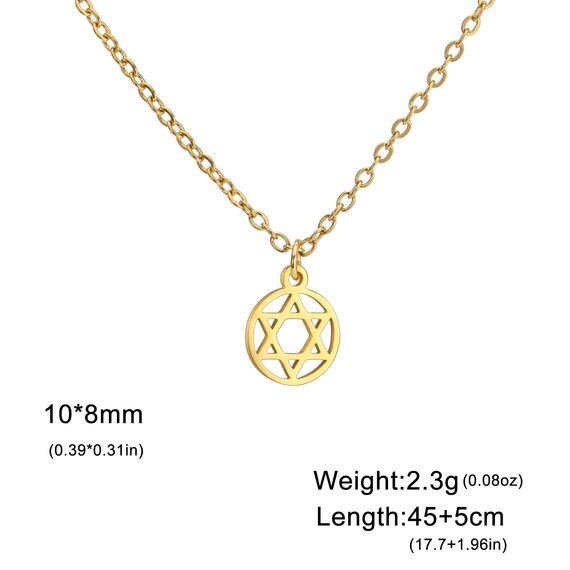 Amaxer Zarte Halskette mit Anhänger in Form eines hebräischen Davidsterns Chai für Frauen, minimalistisch, Chanukka, Magen Judaica, Edelstahl, L50, Edelstahl