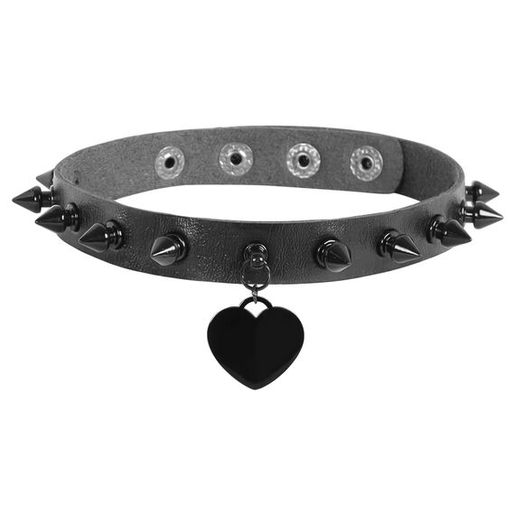 Eigso Gothic Leder Nietenhalsband für Frauen Männer Klassisch Emo Liebe Herz Choker Halsband für Frau Mann