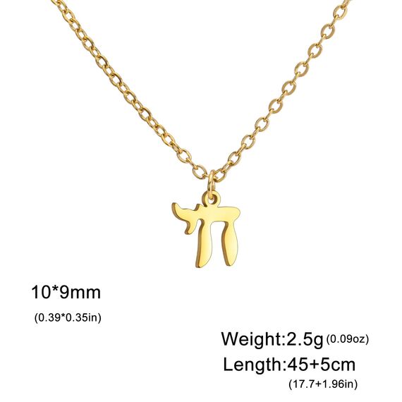 Amaxer zierliche Davidstern-Halskette mit hebräischem Chai-Symbol, minimalistisch, Chanukka, Judaisch, Edelstahl, Charm-Anhänger, L50