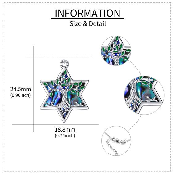 URONE Baum des Lebens Kette 925 Sterling Silber Lebensbaum Davidstern Anhänger Halskette Baum des Lebens Judenstern Schmuck Geschenke für Damen