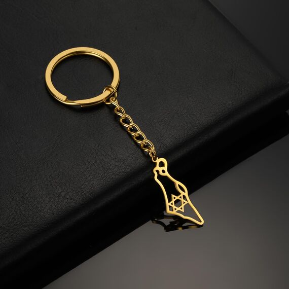 Amaxer Davidstern Halskette Israel Palästina Karte Edelstahl Schmuck Geschenke Anhänger Halskette für Frauen Männer, L50, Edelstahl