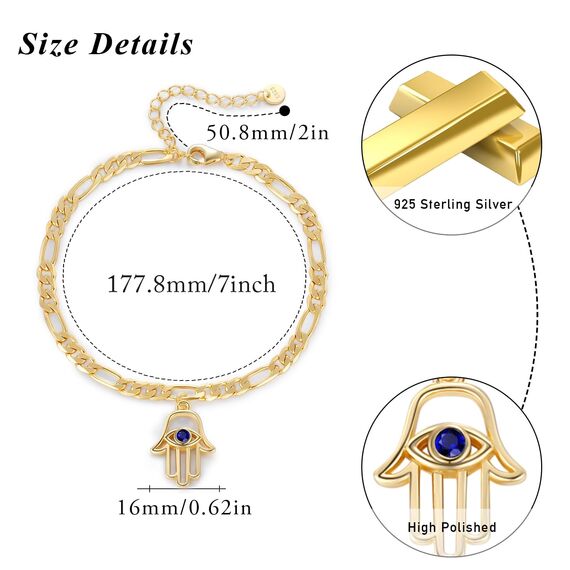 OHAYOO Fatima Armband Damen 14K Gold Plated 925 Sterling Silber Vergoldet Liebeskind Goldenes Schmuck für Frauen Mädchen Tochter Mutter