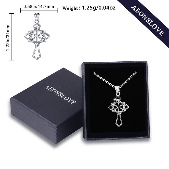 925 Sterling Silber Halskette fur Frauen, Davidstern Kreuz Geometrie Religiose Anhanger Charm Halskette Erfinderisches Geschenk fur Frau/Freundin von AEONSLOVE