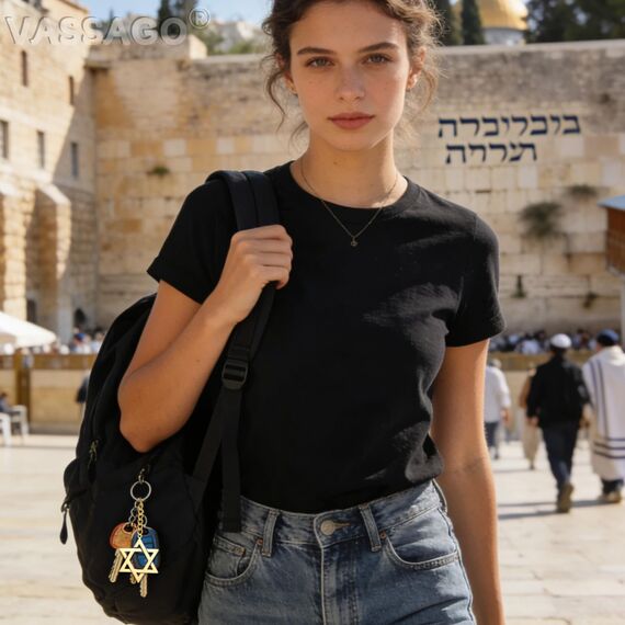 VASSAGO Davidstern Schlüsselanhänger für Damen und Herren, jüdischer Stern, Menora-Schlüsselanhänger, Edelstahl, Chanukka-Schlüsselanhänger, Israel, religiöser Schmuck, Gold 2, One size