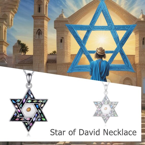 URONE Davidstern Senfkorn Halskette 925 Sterling Silber Judenstern Senfkorn Anhänger Religiöser Schmuck Geschenke für Frauen