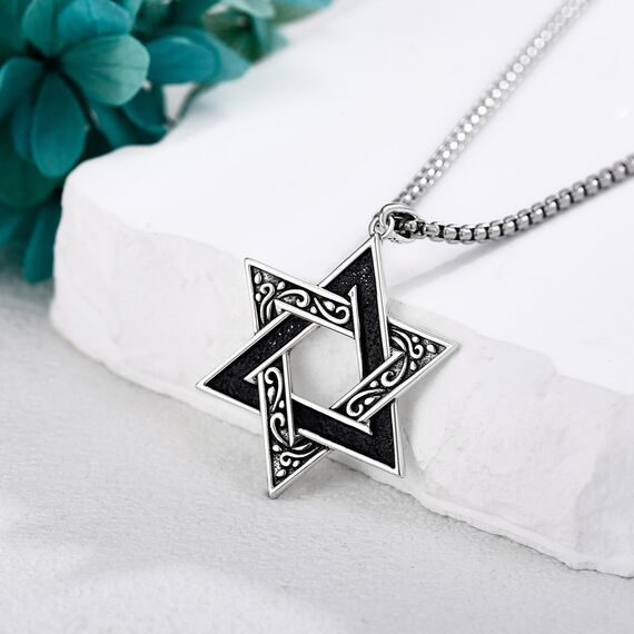 URONE Davidstern Kette 925 Sterling Silber Judenstern Anhänger Halskette Davidstern Schmuck für Herren Damen