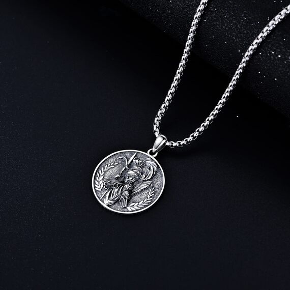 Shusukue Athena Anhänger Halskette 925 Sterling Silber Athena Kette Gorgon Halskette Antikes Griechische Mythologie Schmuck Geschenke für Frauen Männer