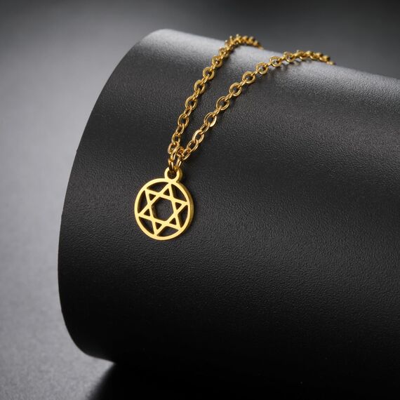 Amaxer Zarte Halskette mit Anhänger in Form eines hebräischen Davidsterns Chai für Frauen, minimalistisch, Chanukka, Magen Judaica, Edelstahl, L50, Edelstahl