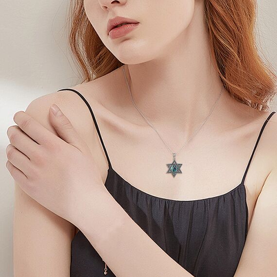 URONE Davidstern Querlenker Kette 925 Sterling Silber Judenstern Anhänger Halskette Davidstern Schmuck für Damen